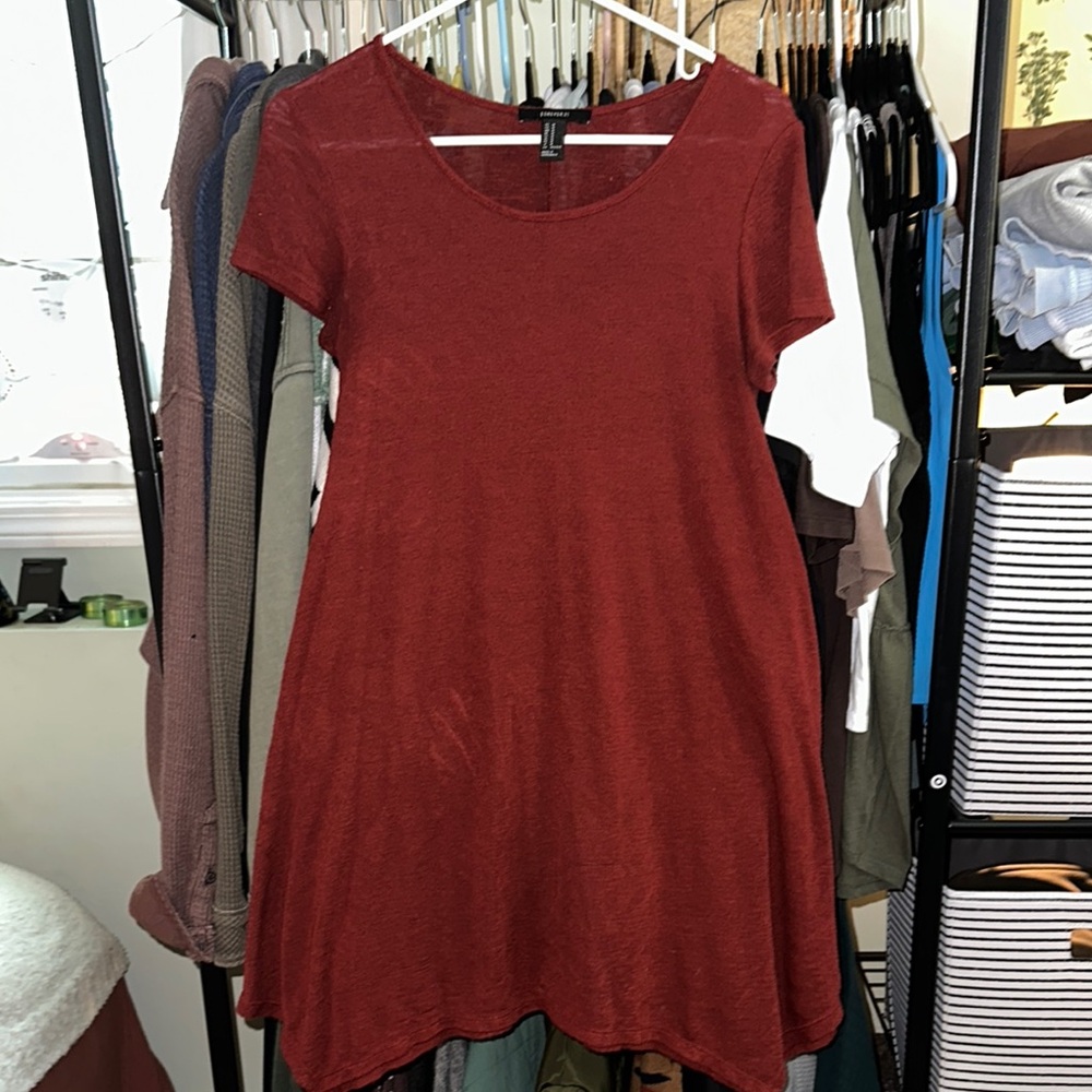 Forever 21 Orange Red Casual Sundress